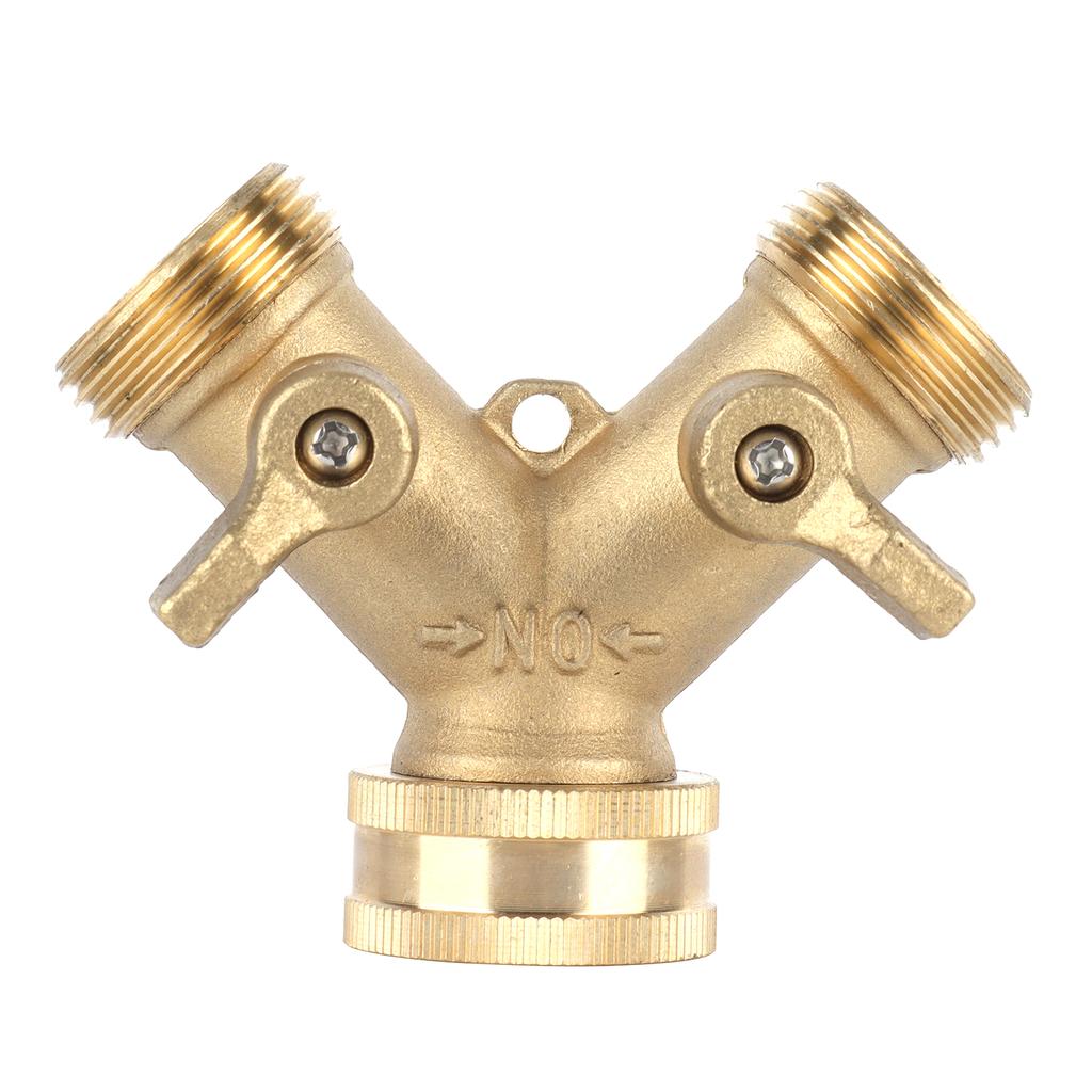 G3 4 Y Shape 2 Way Brass Hose Splitter with Water Faucet Ball Valve for Garden Greenhouse