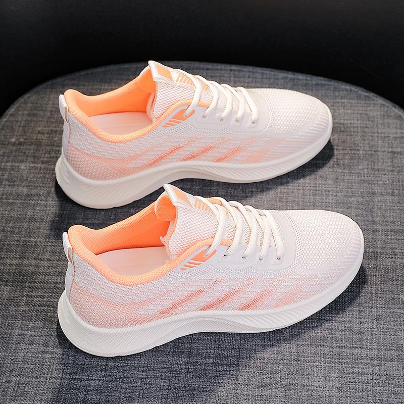 2026 Spring New Breathable Fly-woven Sneakers Women's Versatile Fly-woven Mesh Flat-bottomed Lightweight Running Shoes Female Students