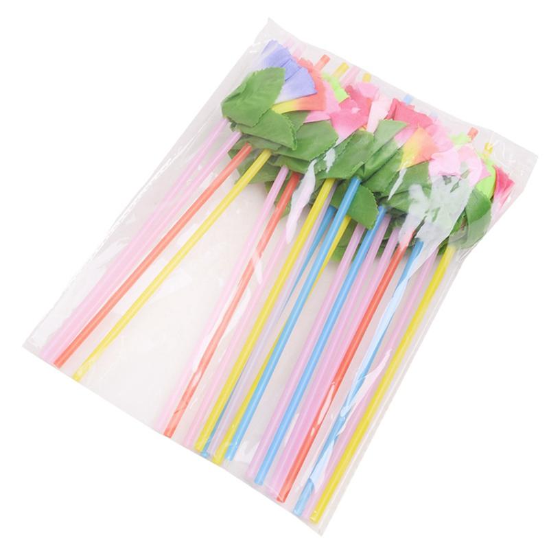 ABGE-Flower Drinking Straws Plastic For Hawaiian Theme Party Beach Tropical Birthday Wedding Party Decoration Supplies