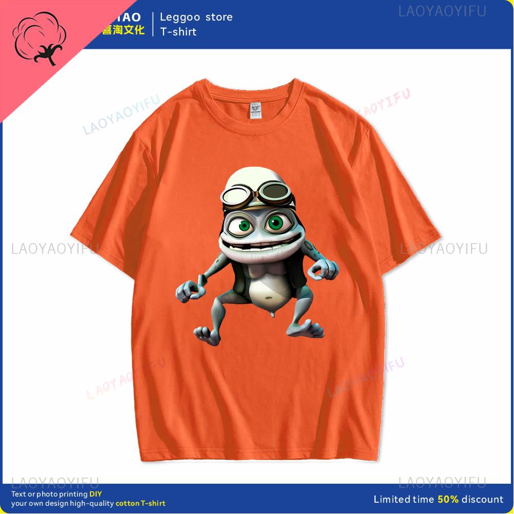 Футболка Crazy Frog Футболка Crazy Frog Хлопковая Футболка с принтом Короткий рукав Повседневная Мужская Милая Футболка Хип-хоп Харадзюку Стритвир S