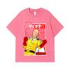 275 GSM Washed T-shirts 100% Cotton One Punch Man V7 Saitama Print Unisex Heavy Cotton T Shirt