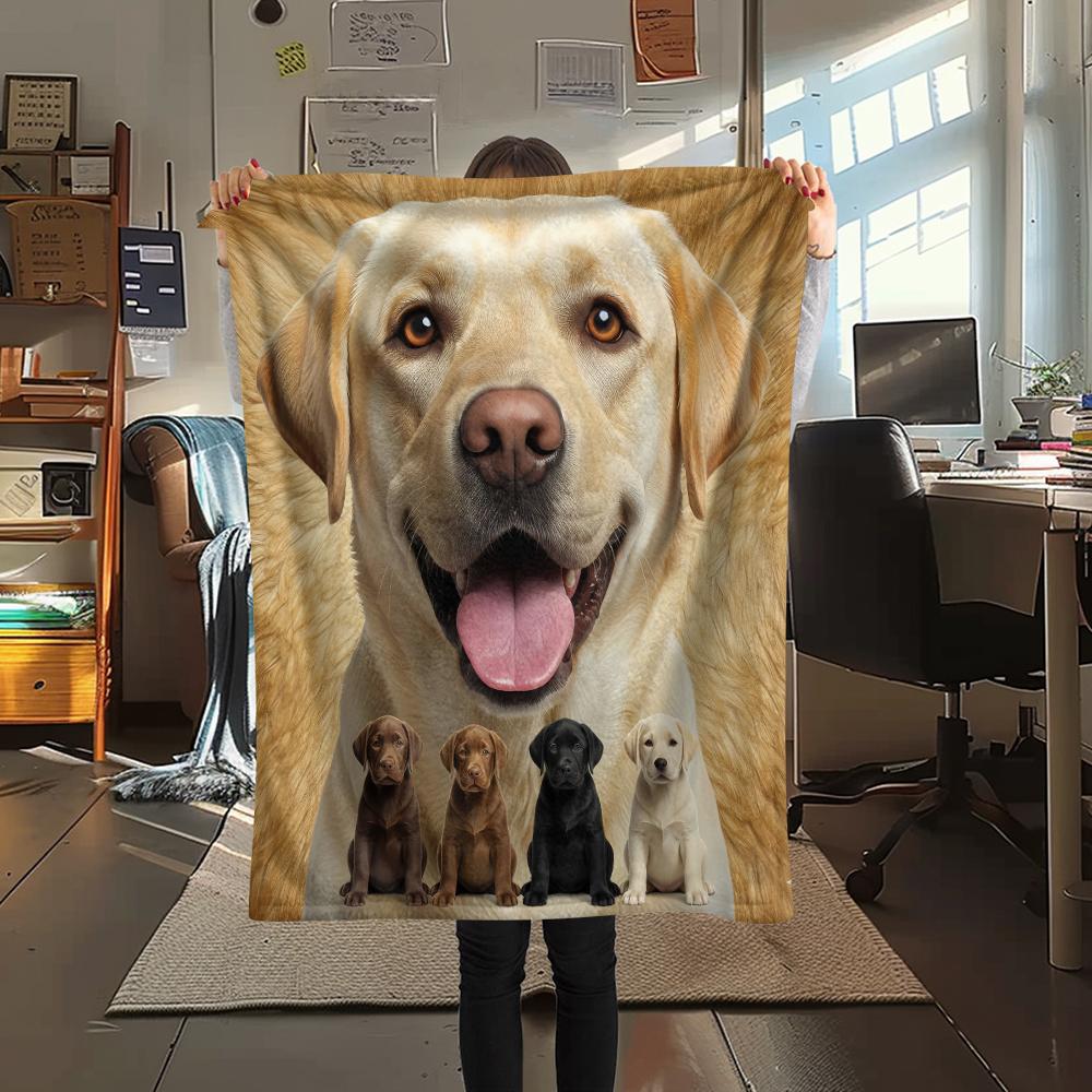 1Pc Labrador Dogs Print Flannel Blanket, High quality Comfortable for All Seasons, Home Decor, Warmth and Comfort, Perfect for Gifts