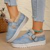 Fashion Comemore Autumn and Winter Fur Women's Shoes Warm Padded Cotton Shoes Round Head Flat Bottom Slip On Fashion Snow Boots Female