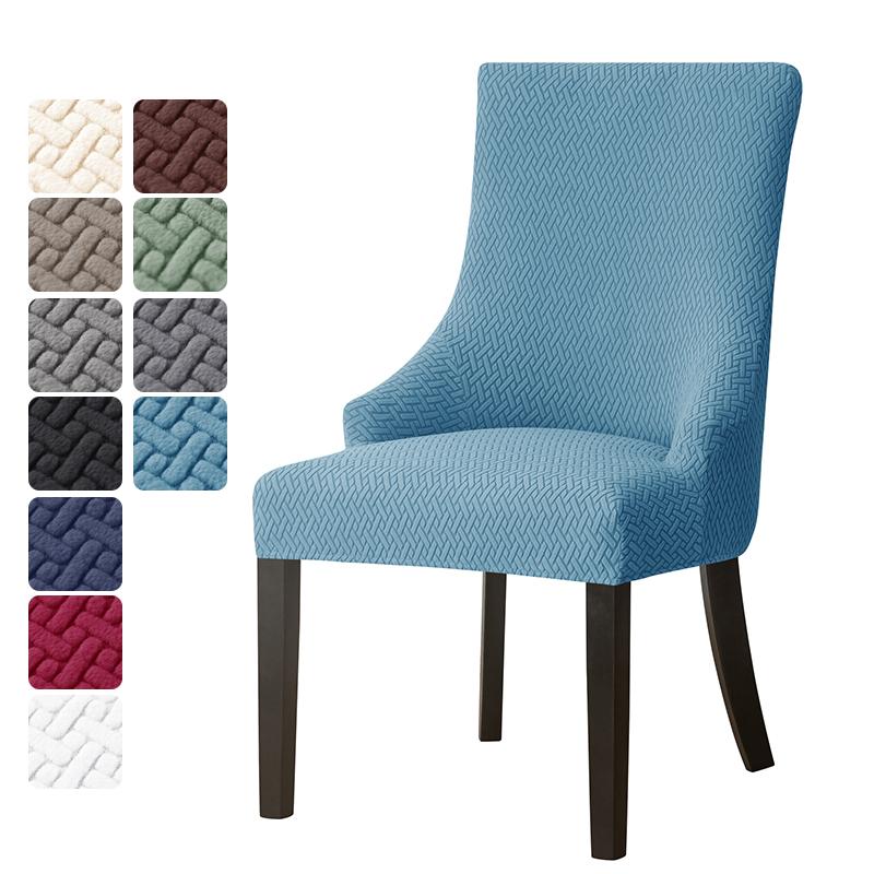Jacquard Dining Chair Covers Elastic High Back Sloping Chair Cover Strech Accent Wedding Chairs Seat Slipcover for Home Party