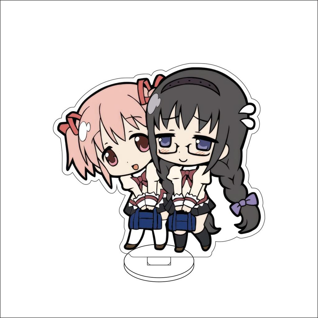 10CM Anime Puella Magi Madoka Magica Figure Stand Model Kaname Madoka/Akemi Homura  Cute Desk Decor Standing Sign Gifts
