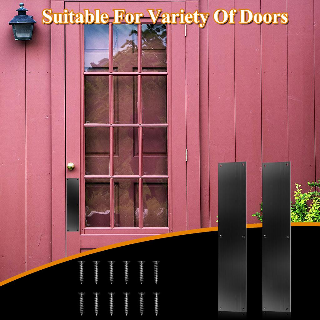 2Pcs Push Door Plate 11.5X3 Stainless Steel Door Push Plate Door Kick Plate,Brushed Doorplate Door Proection Metal Plate