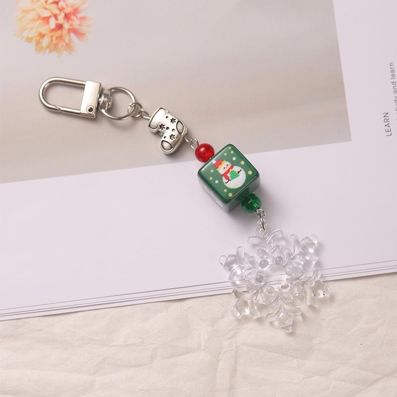 Bożonarodzeniowy koralikowy łańcuszek do telefonu komórkowego zawieszka do torebki Boże Narodzenie urocza dziewczęca serce plecak brelok zawieszka płatek śniegu
