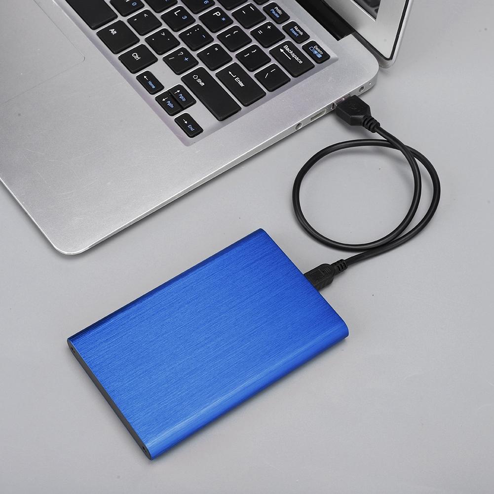 USB2.0 Aluminum Alloy Brushed Mobile Hard Disk Box with Shockproof for 2.5inch SATA HDD SSD Blue  (Not Inclube Hard