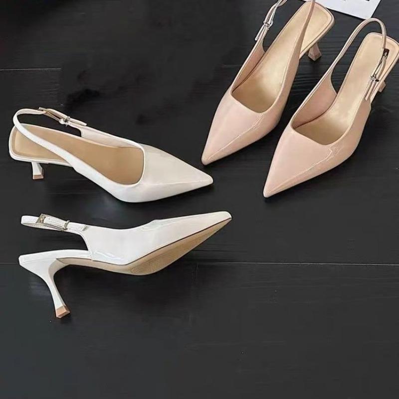 Elegant Pointed Back Empty High Heels Summer New Temperament with Skirt Single Shoes Versatile Casual Sandals