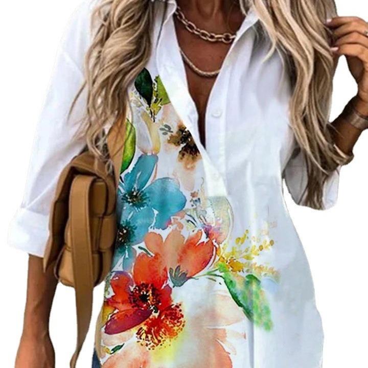 Dámská jarní móda ležérní pouliční košile na knoflíky elegantní a pohodlný top s dlouhým rukávem volná halenka oblečení pro office lady