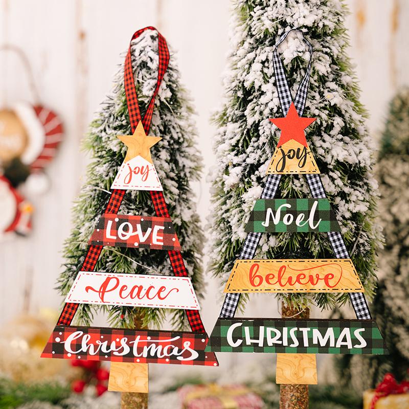 Wooden Sign Christmas Sign Wall Hanging Christmas Tree Wall Art Colourful Wall Decoration Christmas Tree Decoration