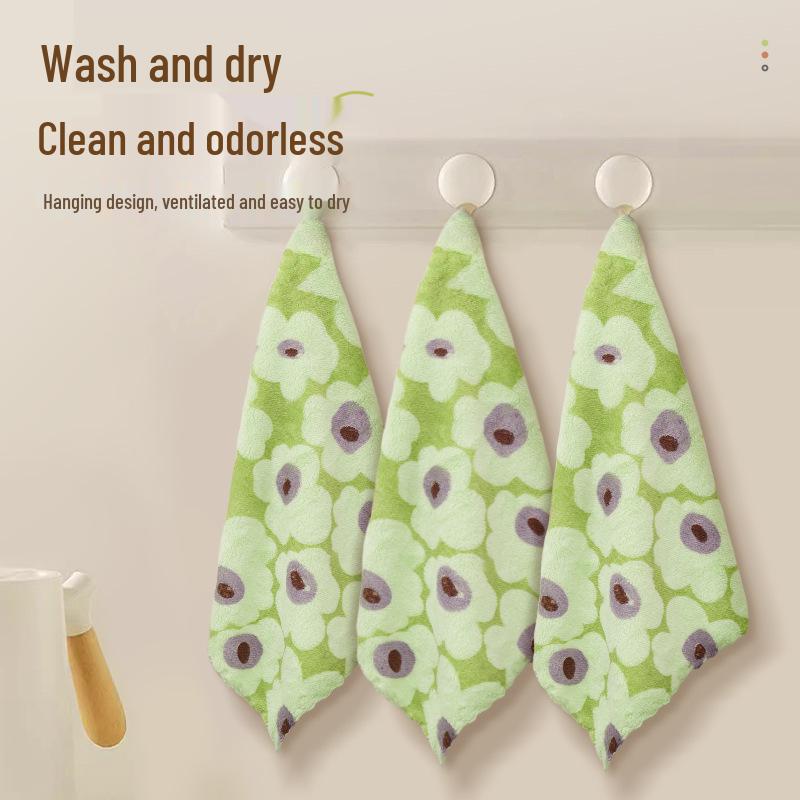Soft Absorbent Coral Fleece Towel: Lint-Free, Thickened Dishcloth for Kitchen & Bathroom