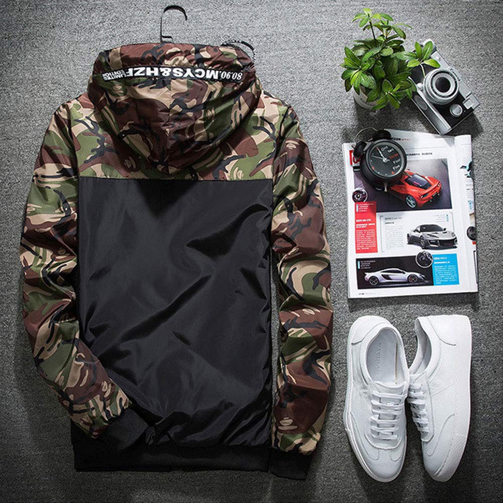 Hisitosa Camouflage Hoodie with Mountain Jacket for Outdoor Activities Men's Windbreaker, Zip-Up Hood, Lightweight, Windproof, Water-Repellent,