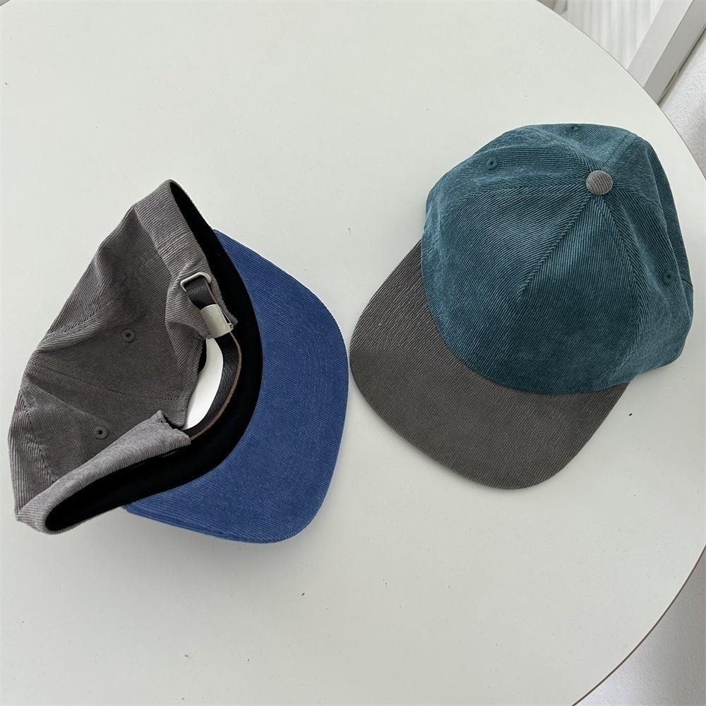 Color Matching Flat-brim Cap Corduroy Autumn Winter Hat Retro Sun Cap Men Women
