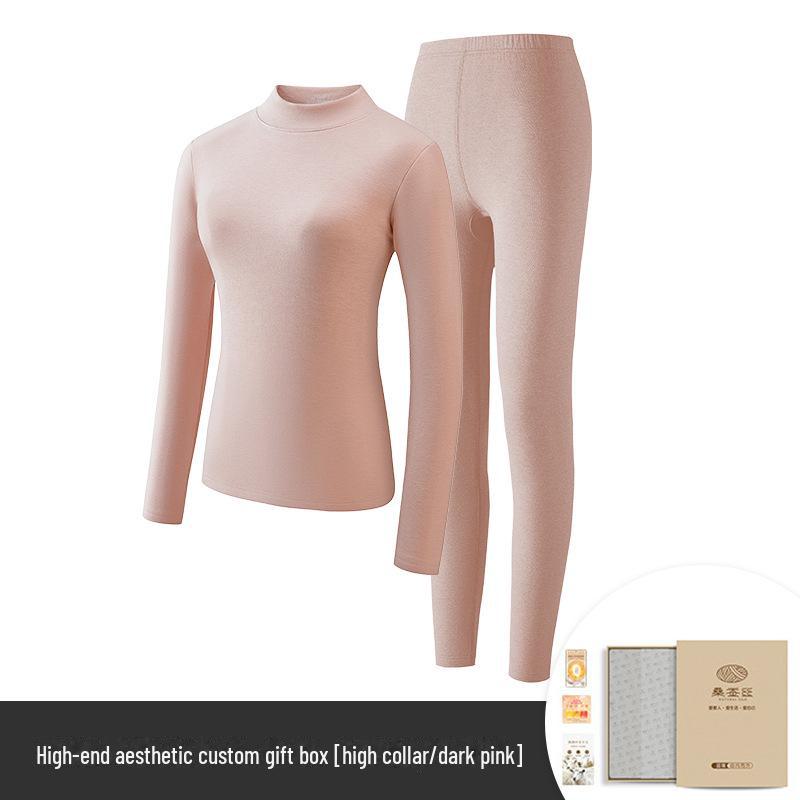 Set dámského termoprádla z hedvábné vlny – jednobarevné, plus sametové, husté na podzim/zimu.