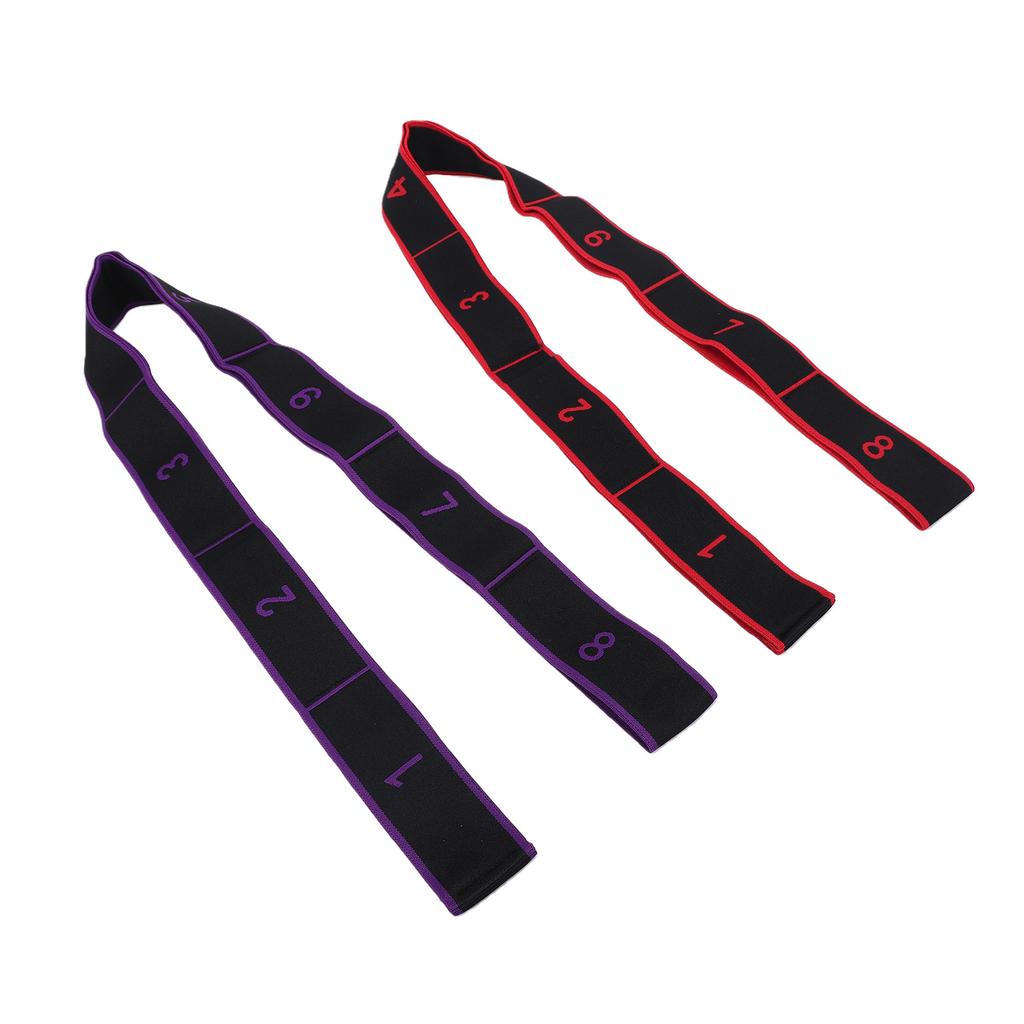 2PCS Number Stretch Resistance Band 8 Section Elastic Fitness Resistance Band for Stretching and Yoga