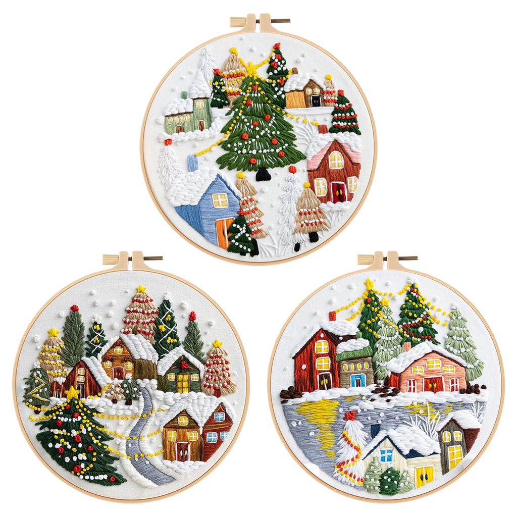 Cross Stitch Needlepoint Kit with Needle Thread Instructions Christmas Series Craft Needlework Multi-Purpose for Adults Beginner