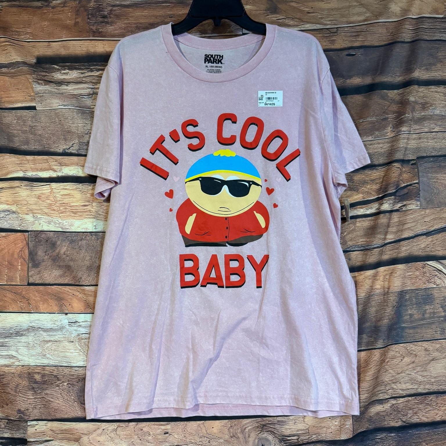 South Park Men s Pink XL Cartman It s Cool Baby Cotton Blend Tee Unisex T-Shirt XXXL