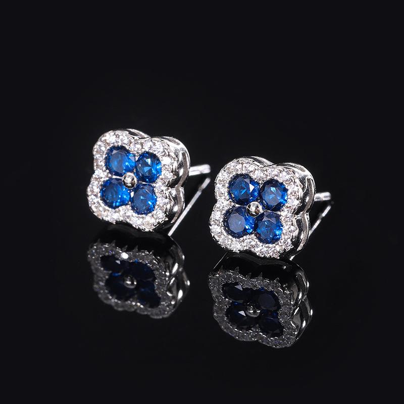2024 Zhuang Sheng Copper Floral Gemstone Retro Stud Earrings for Women