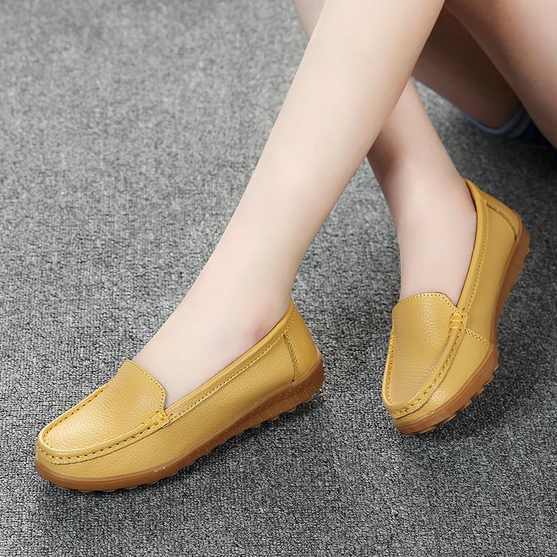 Spring flat bottom soft sole breathable shoes single shoes Doudou shoes large size beef tendon sole casual maternity shoes 35