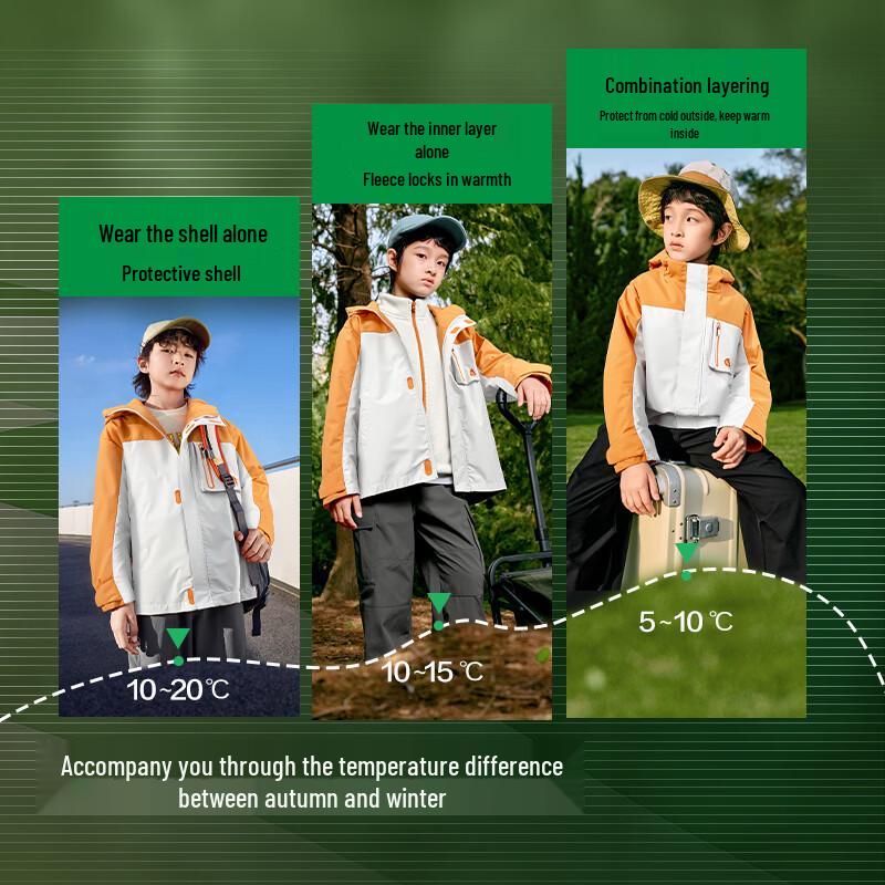 Balabala Boys Outdoor Fleece Two-Piece Jacket 175