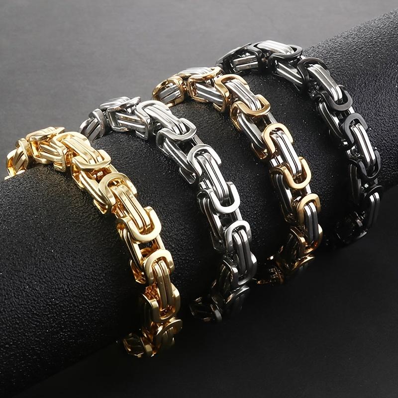 8mm Herenarmband - Duurzame 304 Roestvrij Staal Boxketting, 18K Goudkleurig Gecoat, Hip Hop Stijl, Geschikt voor Casual Outfits