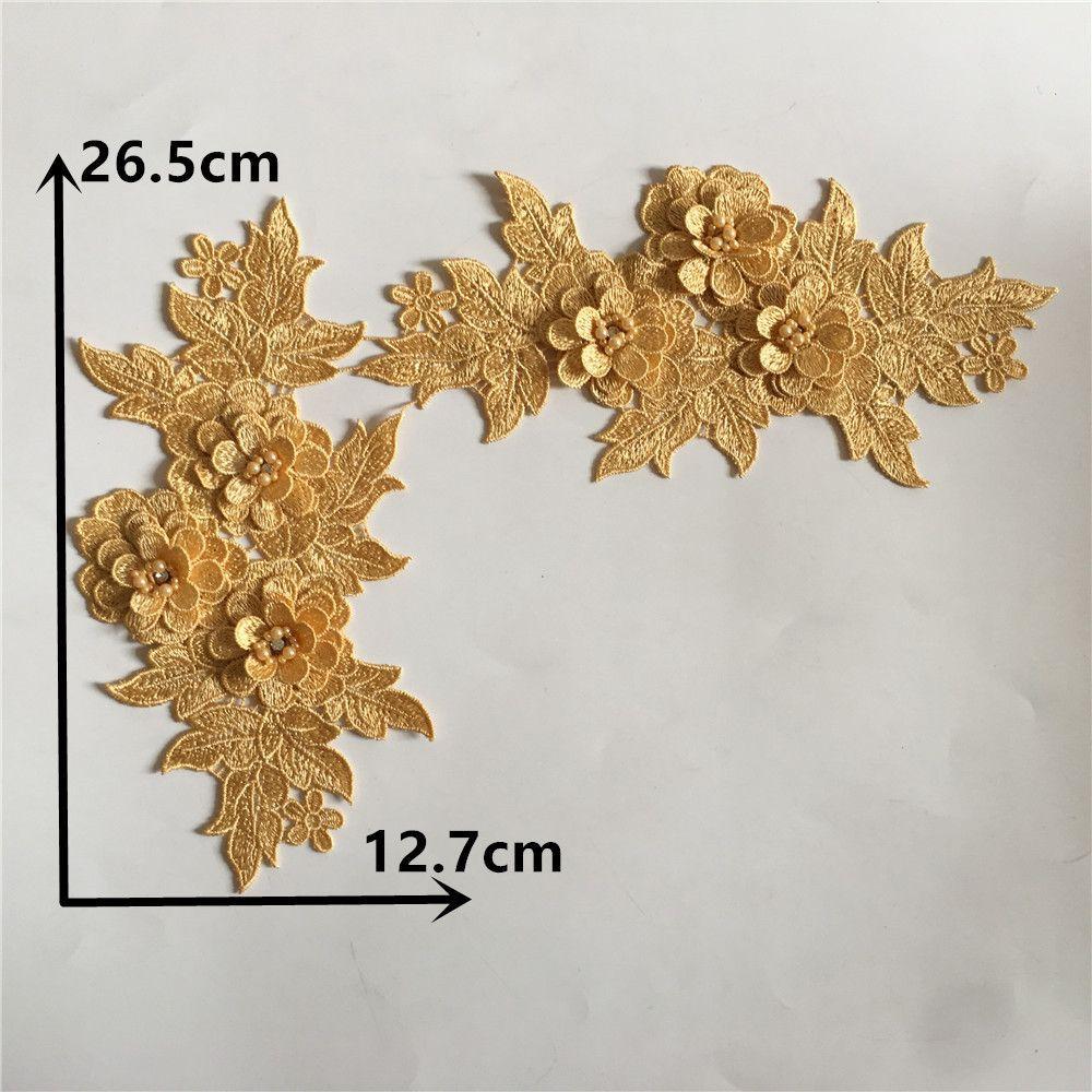 Yellow I Three-Dimensional Bead Drill Diy Embroidery Hollow Pair Of Flowers Sewing Decoration Matching Clothing Lace Accessories