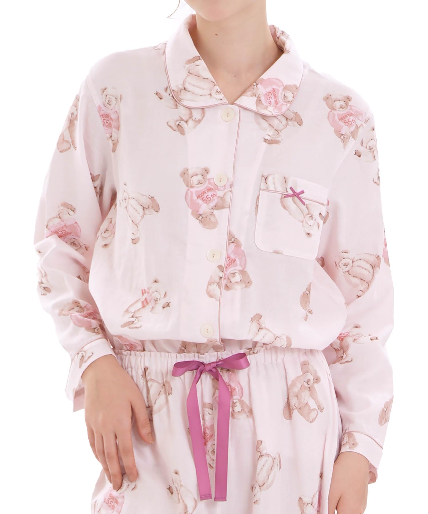 

Cotton double gauze teddy bear shirt pajamas розовый