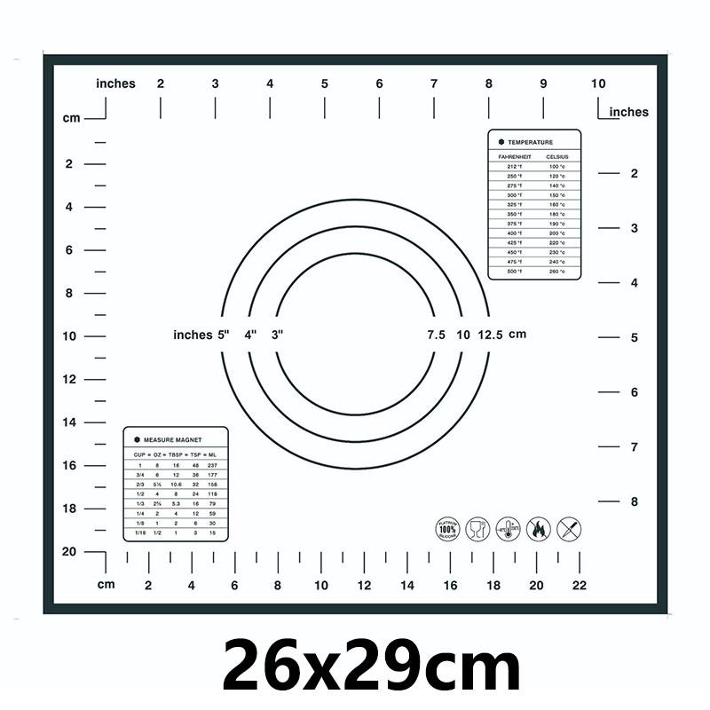 8 Size Silicone Baking Mat Reusable Nonstick Baking Sheet Thick Dough Rolling Mat with Measurements and Edge Heightening JT606