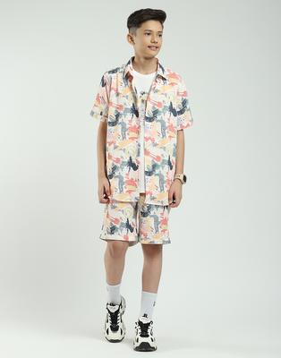 Boys Regular Fit Printed Half Sleeve Co-ord Set