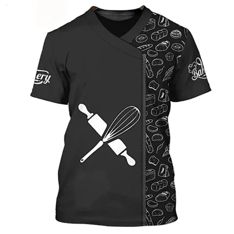 Chef Dessert Chef Cosplay 3D Harajuku Printed Funny T-shirt Men's And Women's Crewneck Short Sleeve Creative Fashion Hip Hop Top