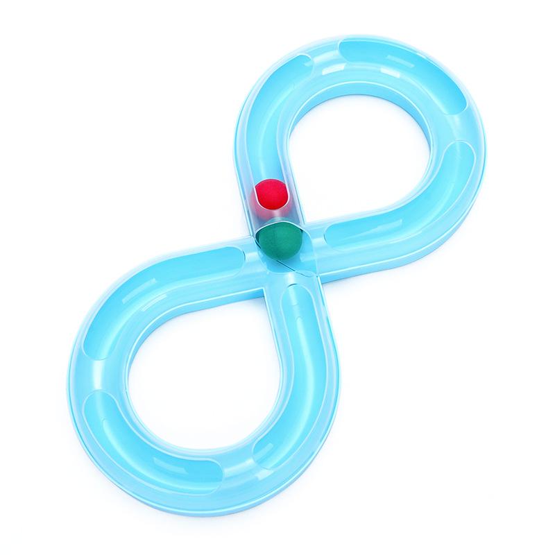 Interactive Cat Turntable Toy - 8-Shaped Track Tunnel with Spinning Ball, Multi-Cat Playhouse for Indoor Kittens