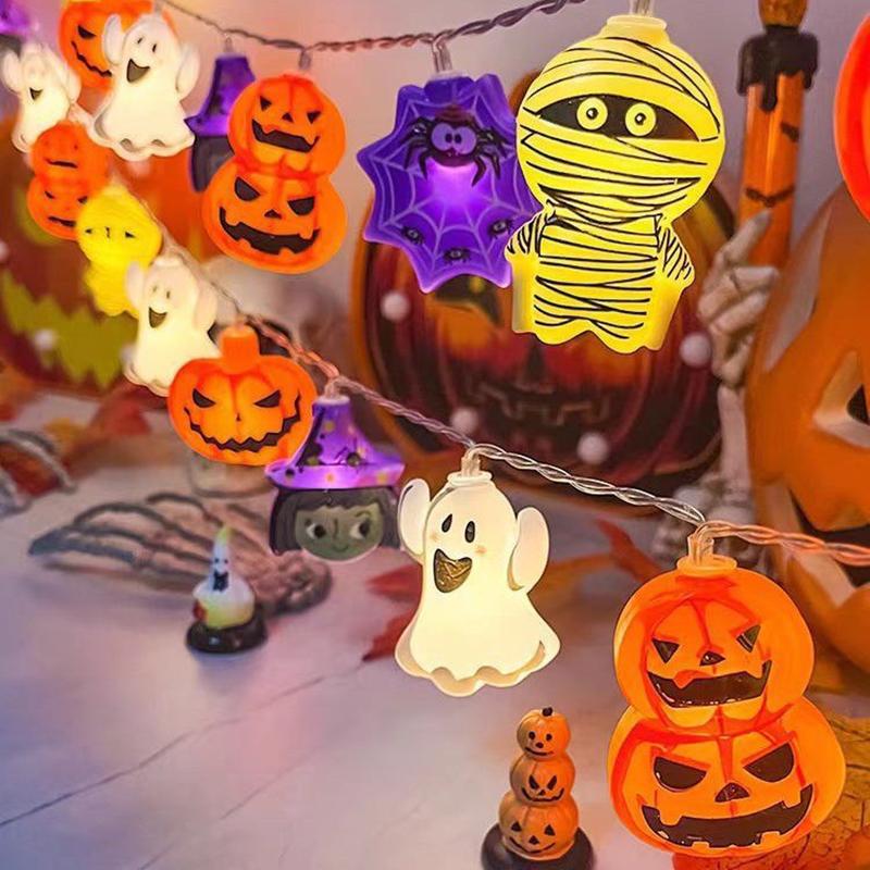 Halloween Decoration Led String Lights,Pumpkin Ghost Spider Web Hanging Lamp,Home Outdoor Lantern Props