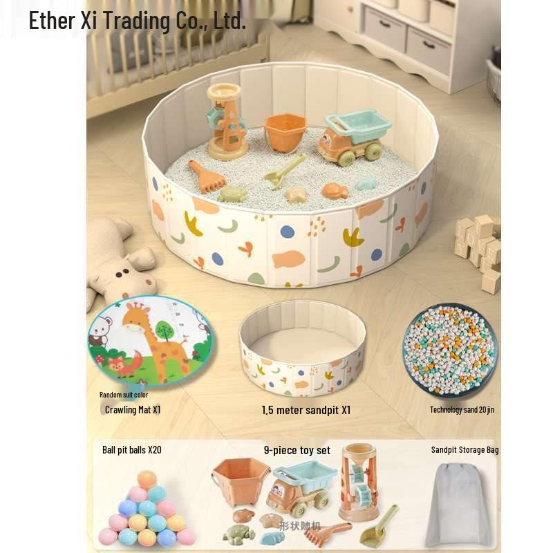 Conjunto Infantil de Arenero y Piscina de Bolas Oceánicas con Valla y Semillas de Casia Juguetes de Arena para Interior