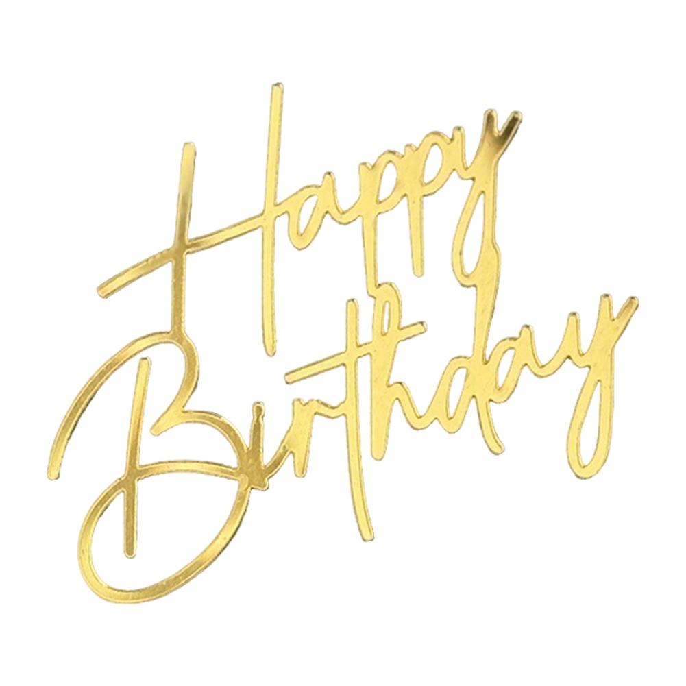 

1/2/3Pcs Gold Acrylic Birthday Cake Toppers Decoration Ornament Creative Happy Birthday Cake Decorations For Cake & Party Decor