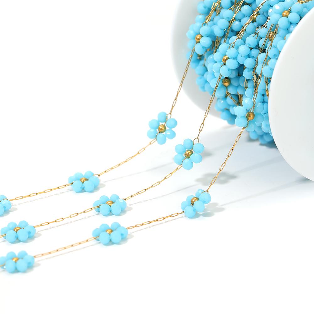 1 Meter Stainless Steel 9mm Daisy Flower Gold Beads Chains for DIY Jewelry Making Necklace Bracelet Anklets Earrings Findings