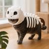 Soft Plush Halloween Cat Skeleton Hoodie Glow in Dark Pet Dino Skull Hooded Costume  Cat and Dog