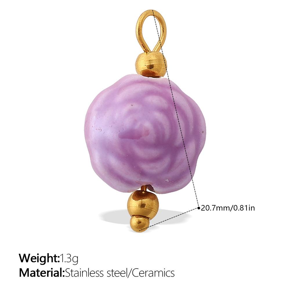 European and American sweet and cool style DIY dopamine ceramic pendant stainless steel plated 18K gold creative jewelry collection