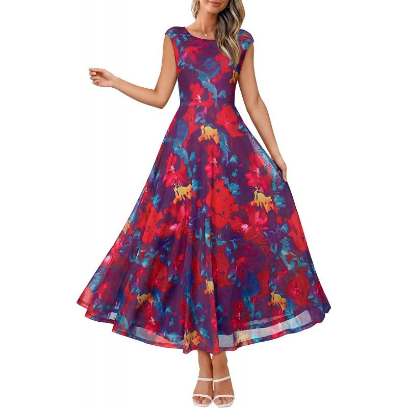 Huge good-looking 2026 summer new mesh loose high-end temperament lazy flower dress