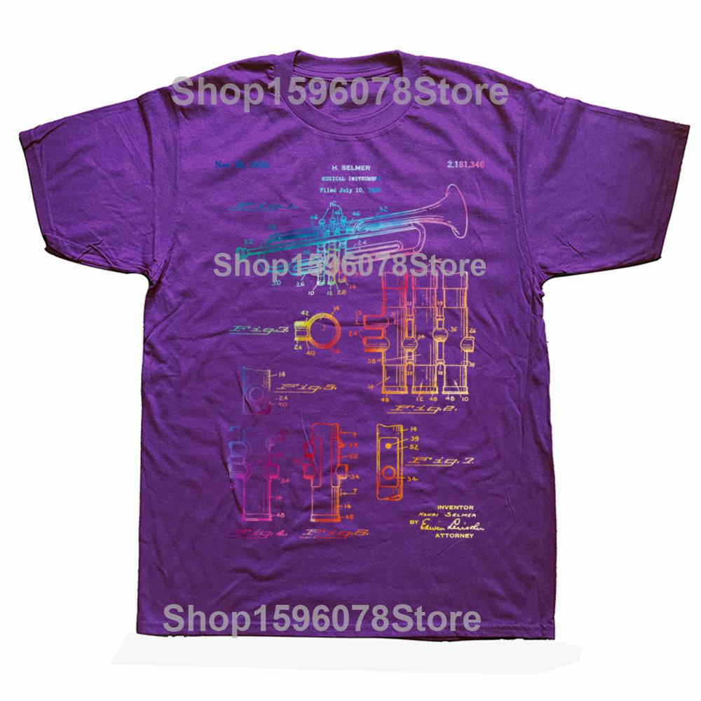 Mens Clothing Trumpet T Shirt Trumpet Patent T Shirt Trumpet Player For Musician Music Teacher Marching Band Jazz Band Music