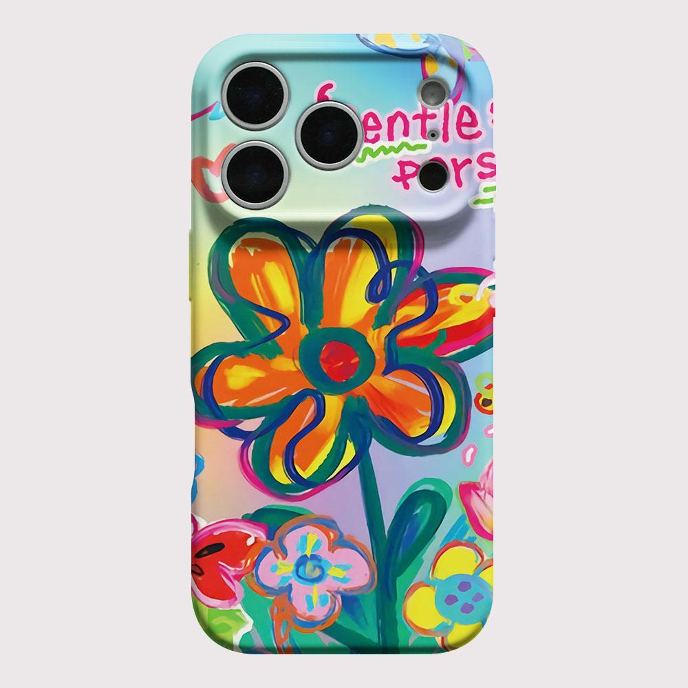 Colorful Flower Checkered Pattern Glossy Film Hard PC Phone Case for Oppo A6 A5 A78 A3 A3X A60 A76 A36 A17 A16e A55 Pro 4G 5G