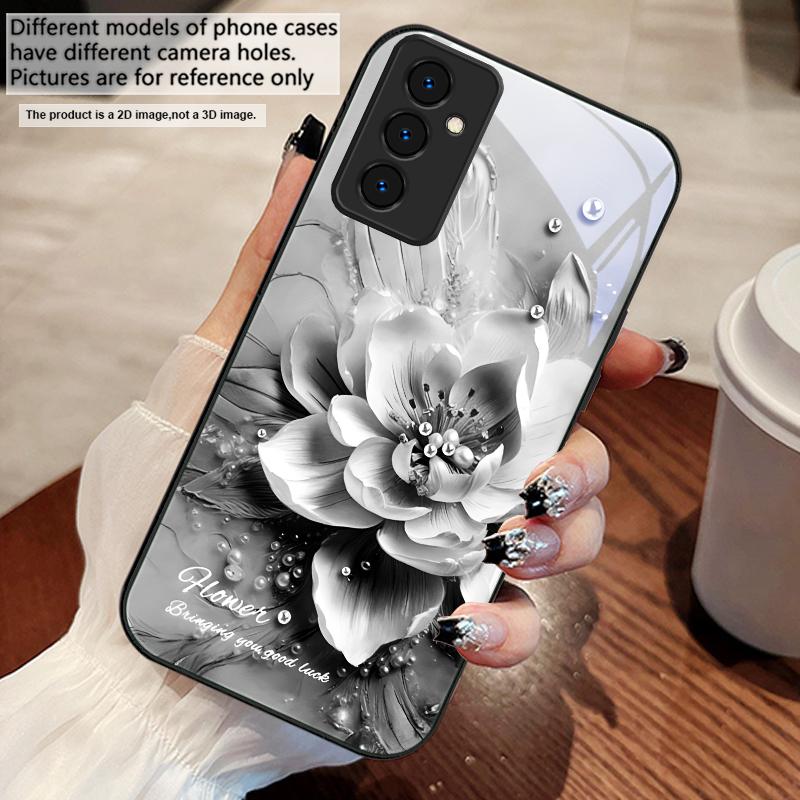 Blooming Blue Flowers For Samsung M02 12 Note 8 9 10 20 A 01 A02 A03 Core 04 05 06 10 12 13 14 15 A16 Glass Ultra Phone Case
