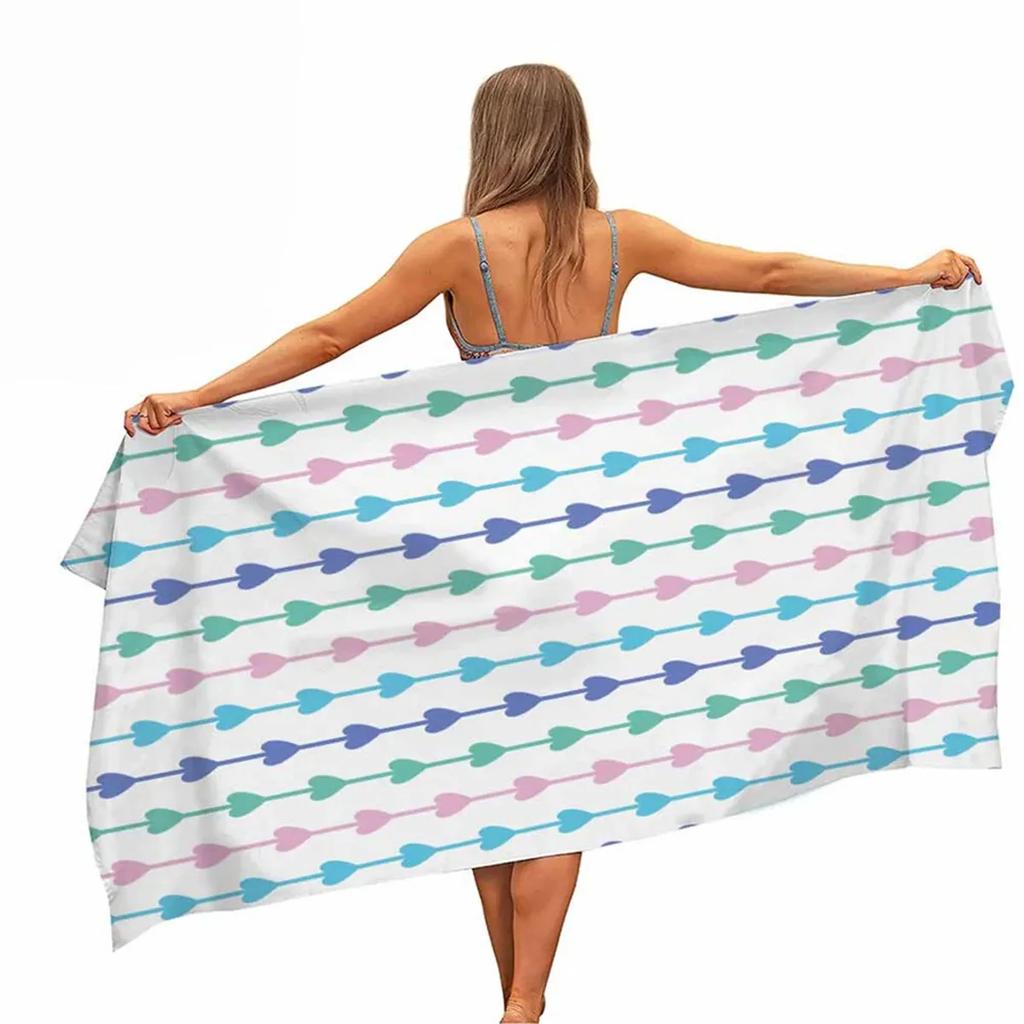 Geometric Stripe Microfiber Beach Towel Portable Quick Fast Dry Sand Outdoor Travel Camping Swim Blanket Thin Yoga Gym Mat Women