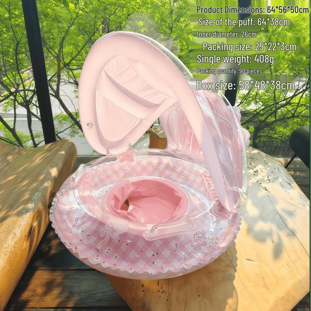 Large Toddler Boat-Themed Swimming Ring with Canopy & Steering Wheel