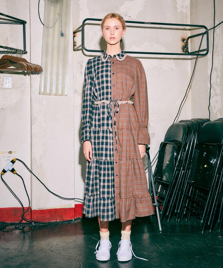 Near And Dear Granny Check Long Dress
