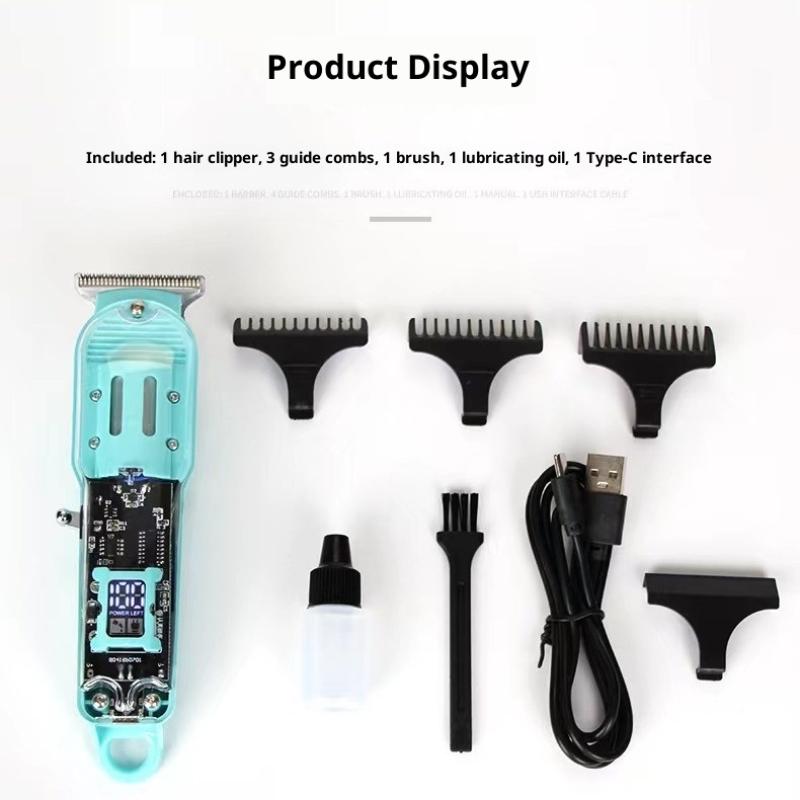 Electric Hair Trimmer Men'S Electric Shaver Trimmer Transparent Body Digital Display Professional Trimmer Usb Hair Cutting