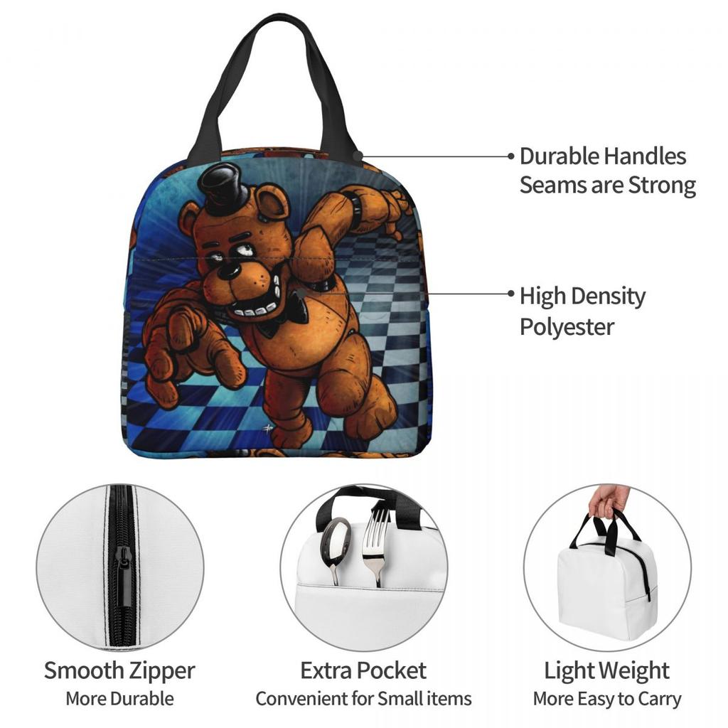 Borse Termiche per Pranzo FNAF Merchandising di At Freddys Contenitore per Pranzo Raffreddatore Termico Casual Lunch Box per Picnic
