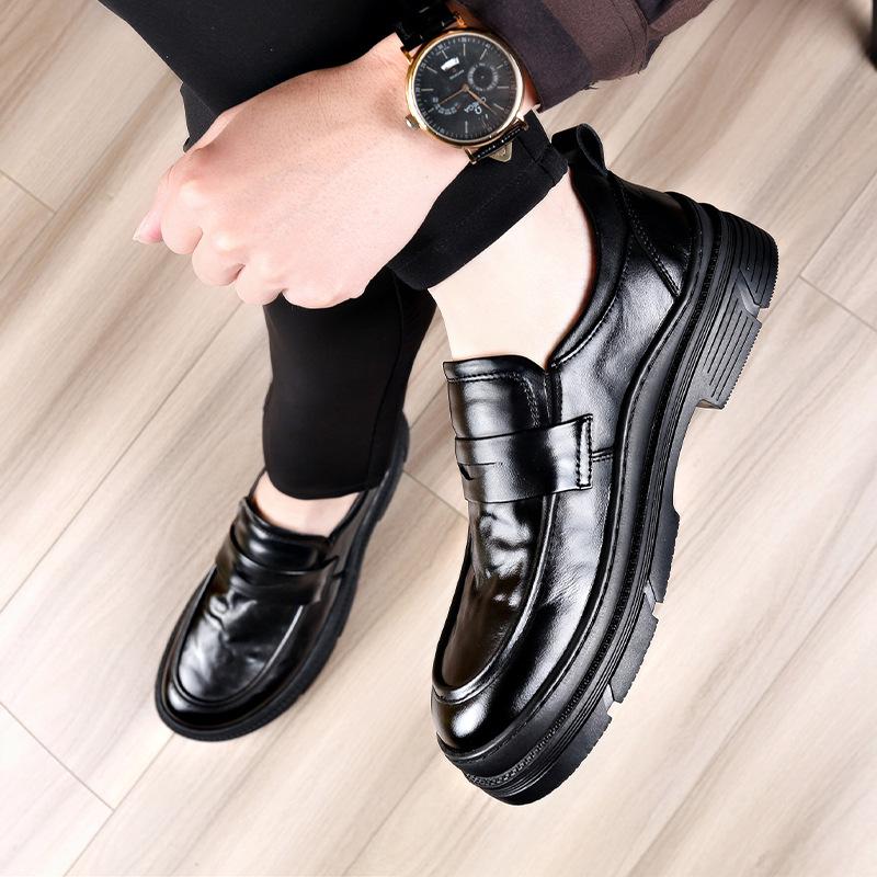 Fashion Increase Platform Shoes for Men Fashion Casual Spring Autumn New Designer British Scratch Prints Business Leather Shoes Man