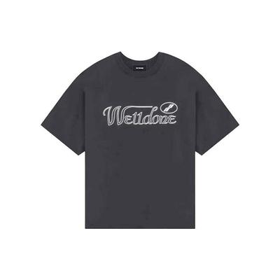 WE11DONE Grijs Letterlogo Print Ronde Hals Korte Mouw T-shirt Unisex T-shirts WD-TT3-22-851-U-CH