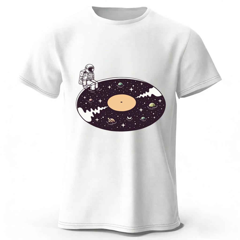 Summer New Universe Vinyl Record Music Pure Cotton Tshirt for Menwomen Fashion Casual Plus Size Loose Short Sleeved Soft Top